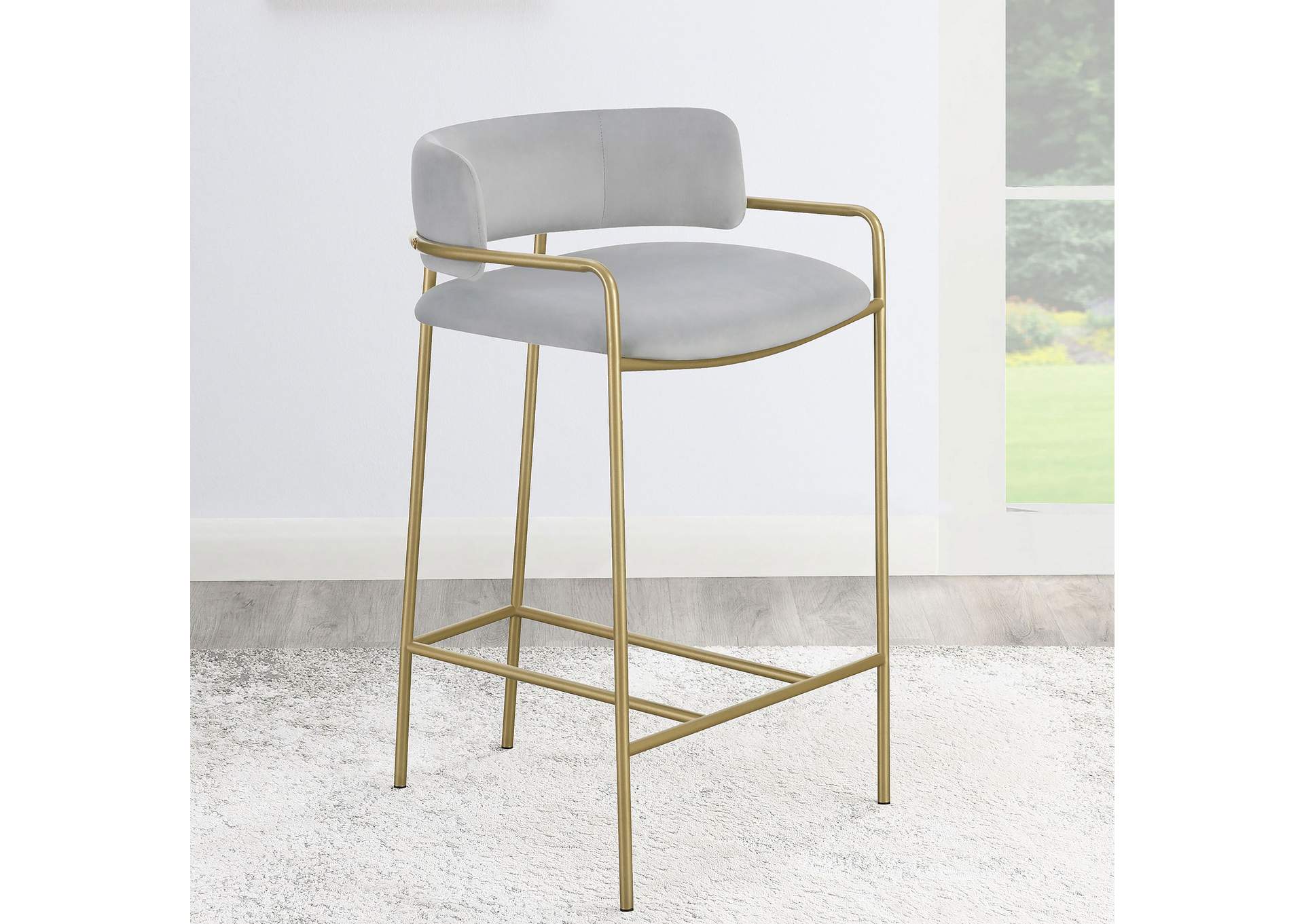 Comstock Upholstered Low Back Stool Grey and Gold,Coaster Furniture