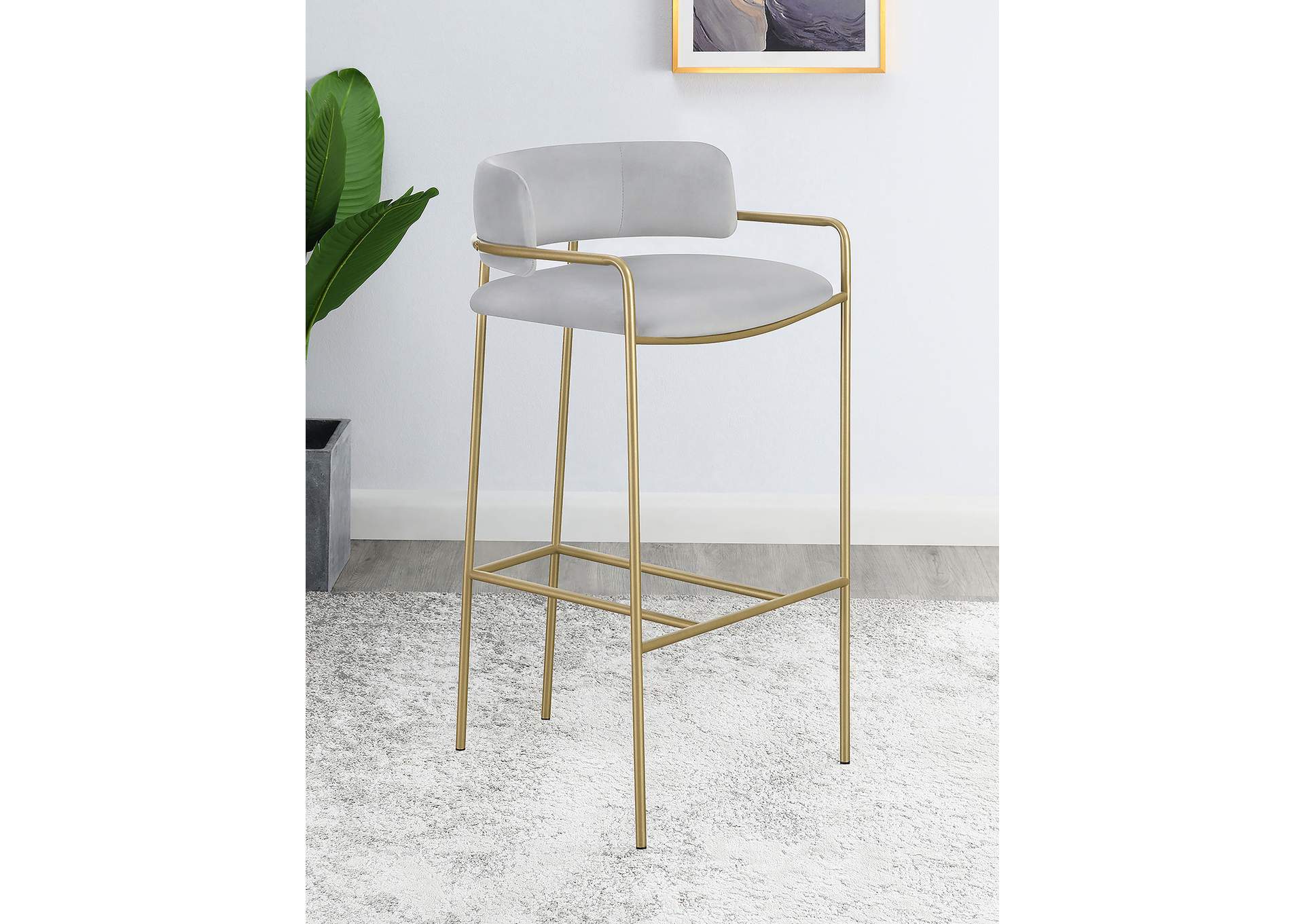 Comstock Upholstered Low Back Stool Grey and Gold,Coaster Furniture