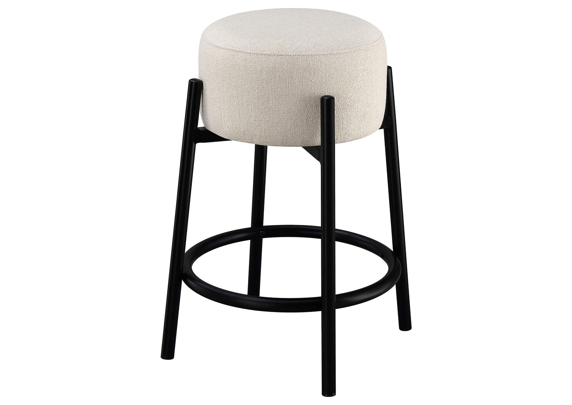 Leonard Upholstered Backless Round Stools White and Black (Set of 2),Coaster Furniture