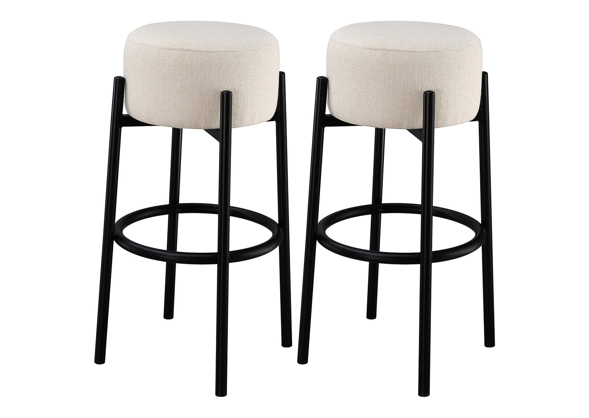 Leonard Upholstered Backless Round Stools White and Black (Set of 2),Coaster Furniture