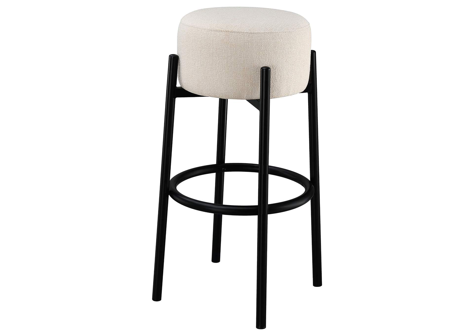 Leonard Upholstered Backless Round Stools White and Black (Set of 2),Coaster Furniture