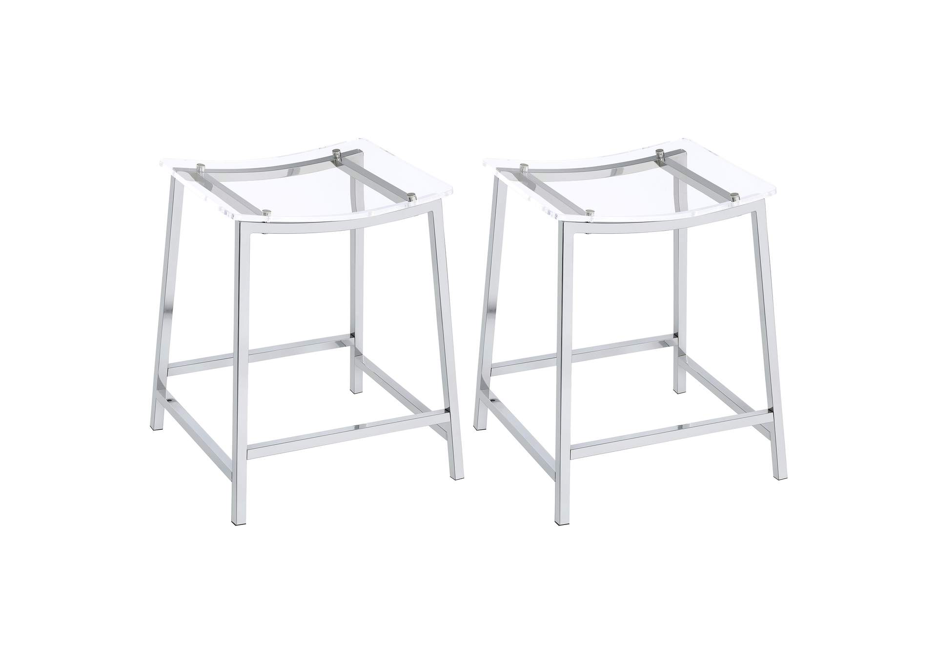 Jovani Acrylic Backless Counter Height Bar Stools Clear and Chrome (Set of 2),Coaster Furniture