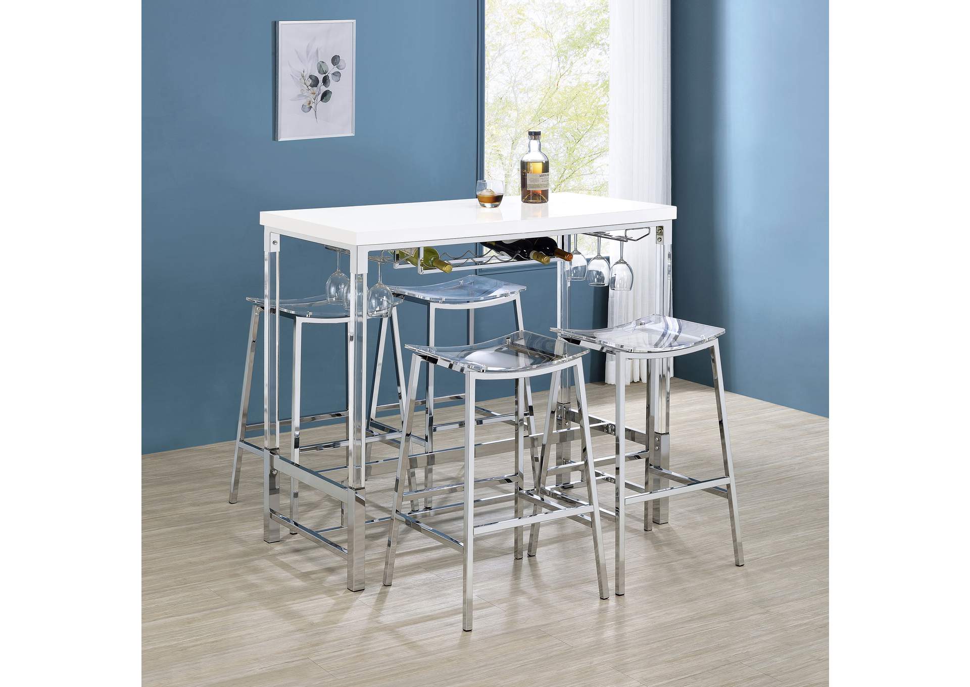 Jovani Acrylic Backless Bar Stools Clear and Chrome (Set of 2),Coaster Furniture