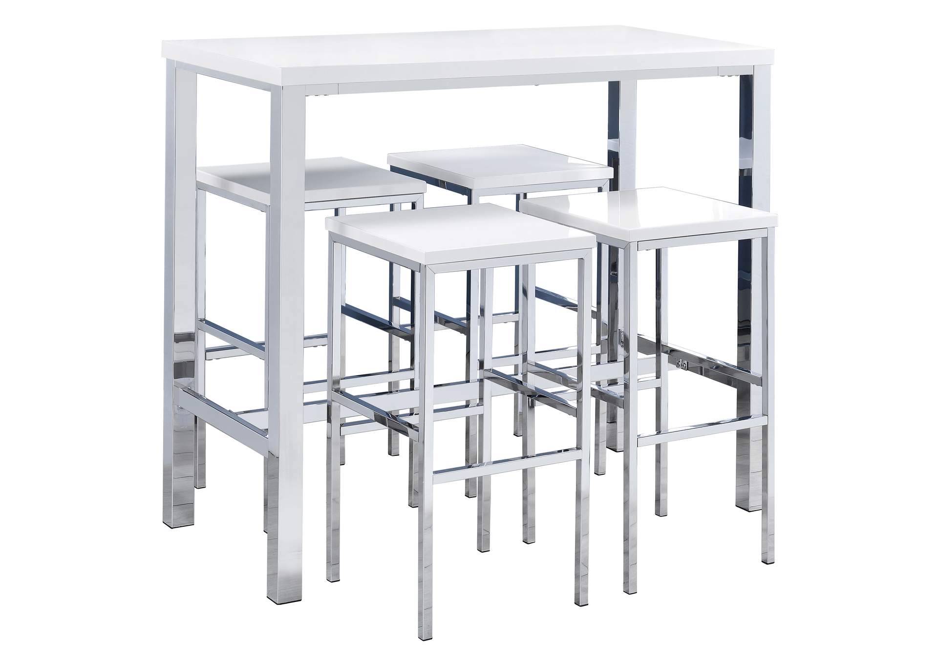 Natividad 5-piece Bar Set White High Gloss and Chrome,Coaster Furniture