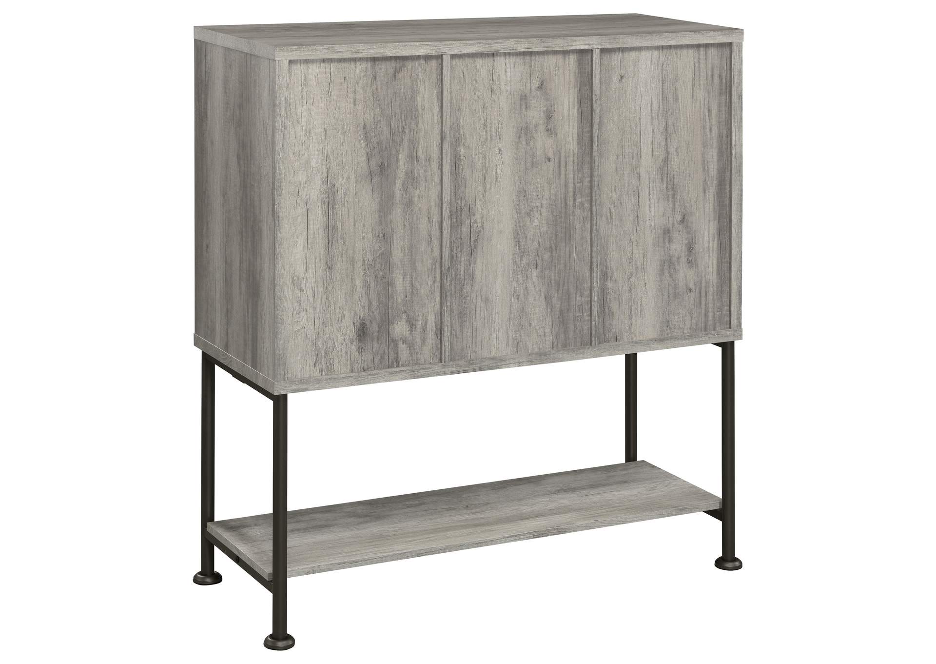 Claremont Sliding Door Bar Cabinet with Lower Shelf Grey Driftwood,Coaster Furniture