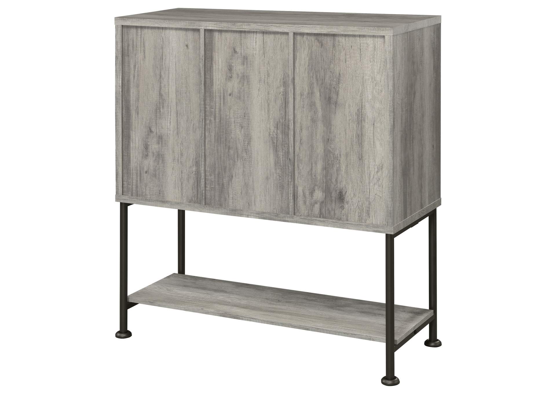 Claremont Sliding Door Bar Cabinet with Lower Shelf Grey Driftwood,Coaster Furniture