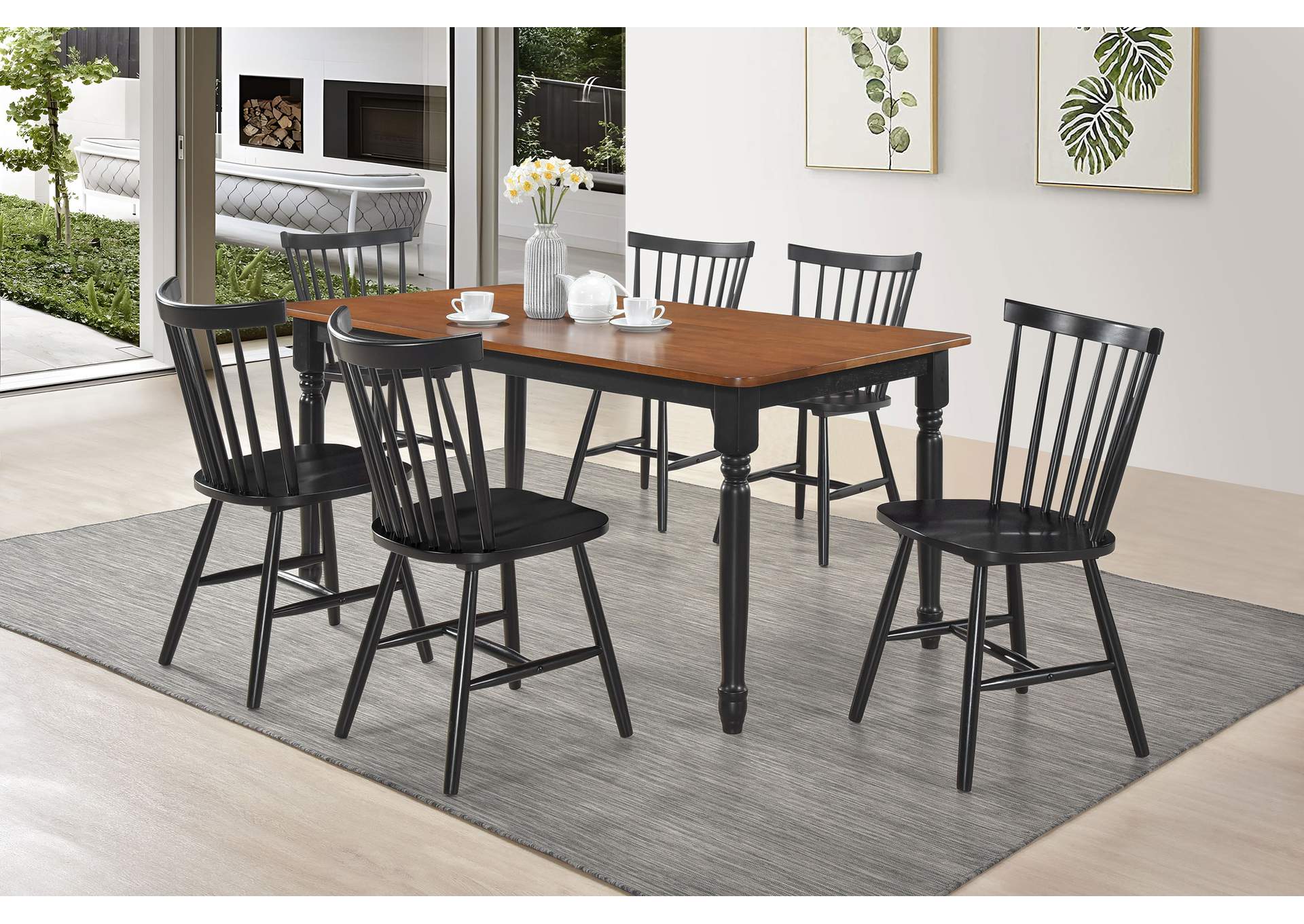 Hollyoak 7-piece Rectangular Dining Set Walnut and Black,Coaster Furniture