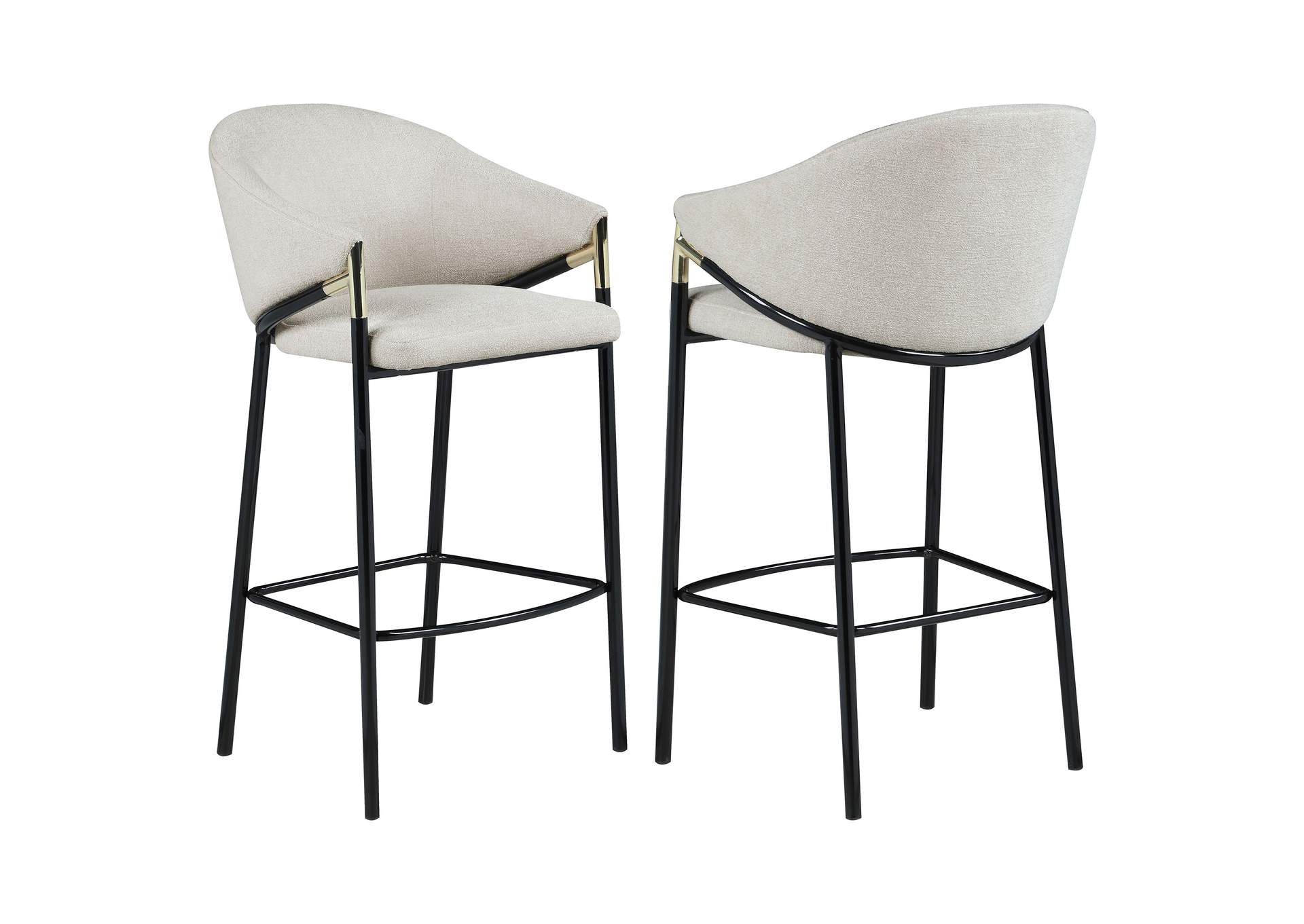 Chadwick Sloped Arm Bar Stools Beige and Glossy Black (Set of 2),Coaster Furniture