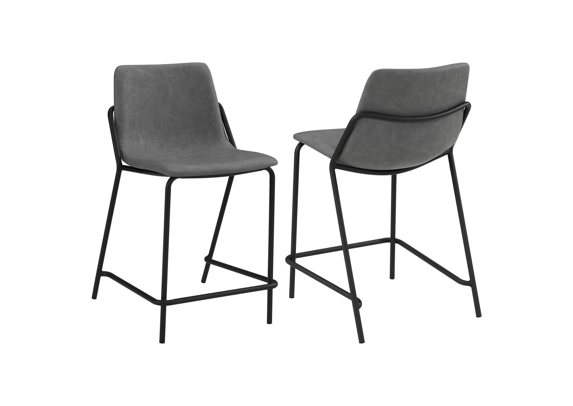 Earnest Solid Back Upholstered Counter Height Stools Grey and Black (Set of 2),Coaster Furniture