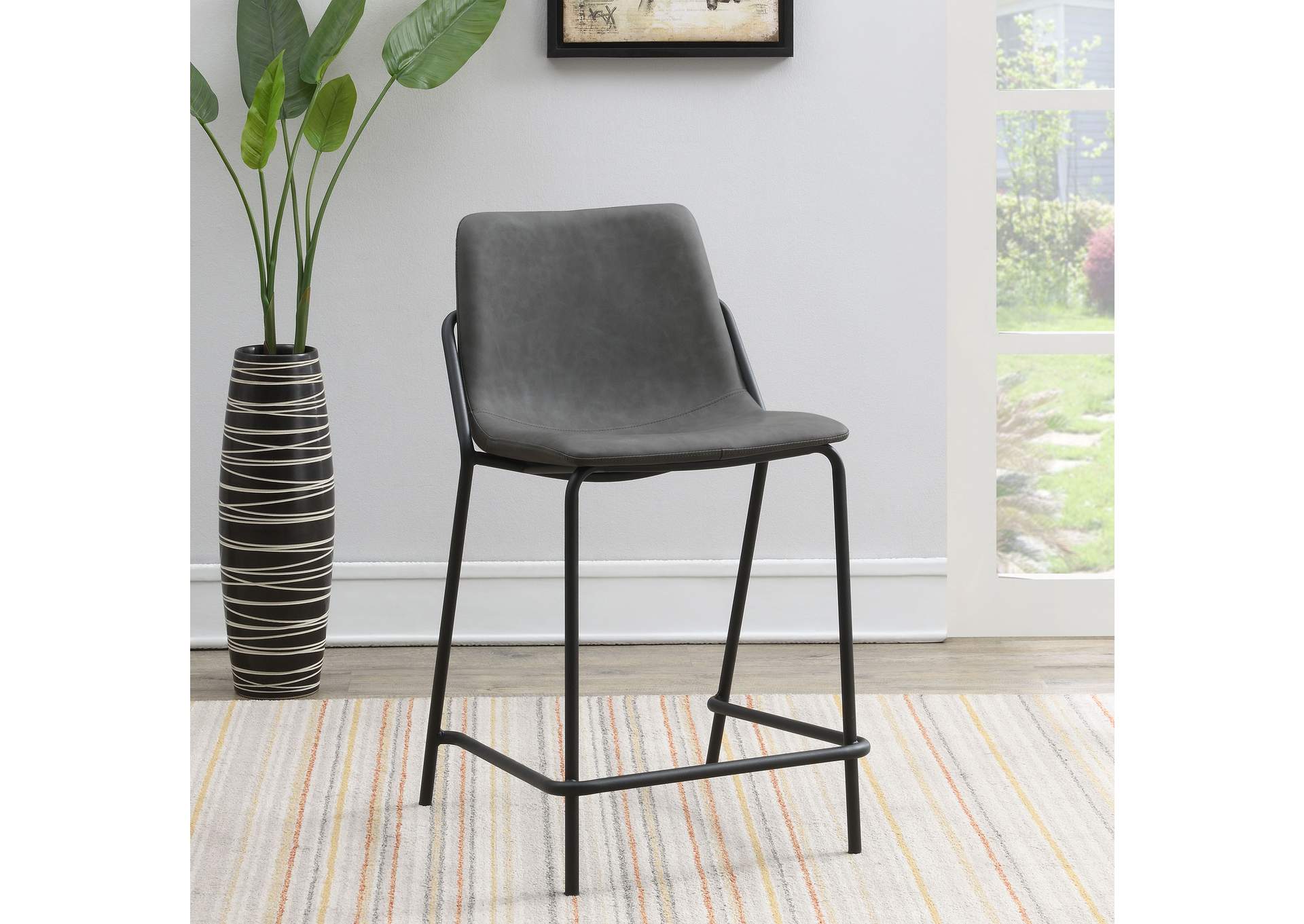 Earnest Solid Back Upholstered Counter Height Stools Grey and Black (Set of 2),Coaster Furniture