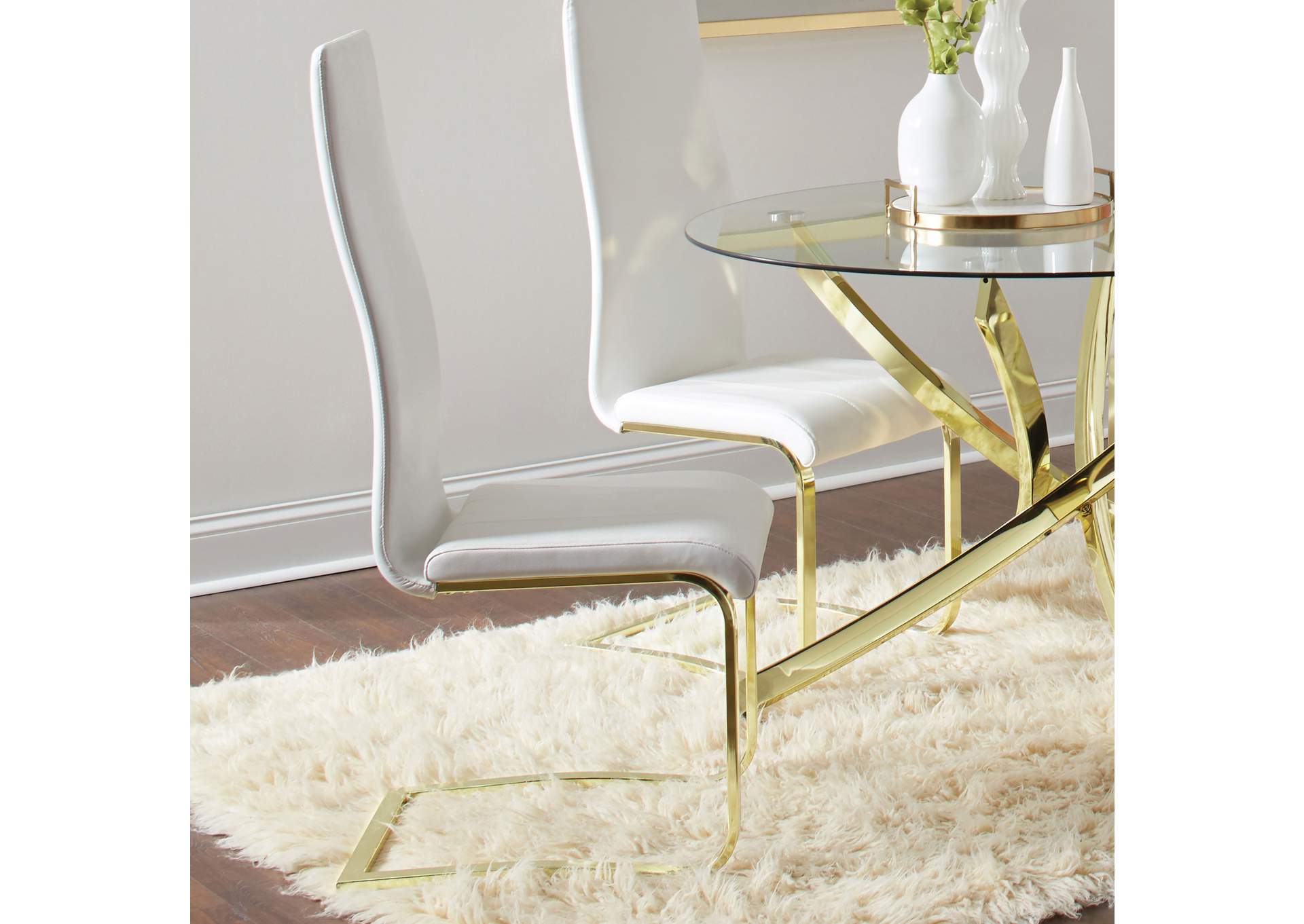 Blair Side Chairs White and Rustic Brass (Set of 4),Coaster Furniture