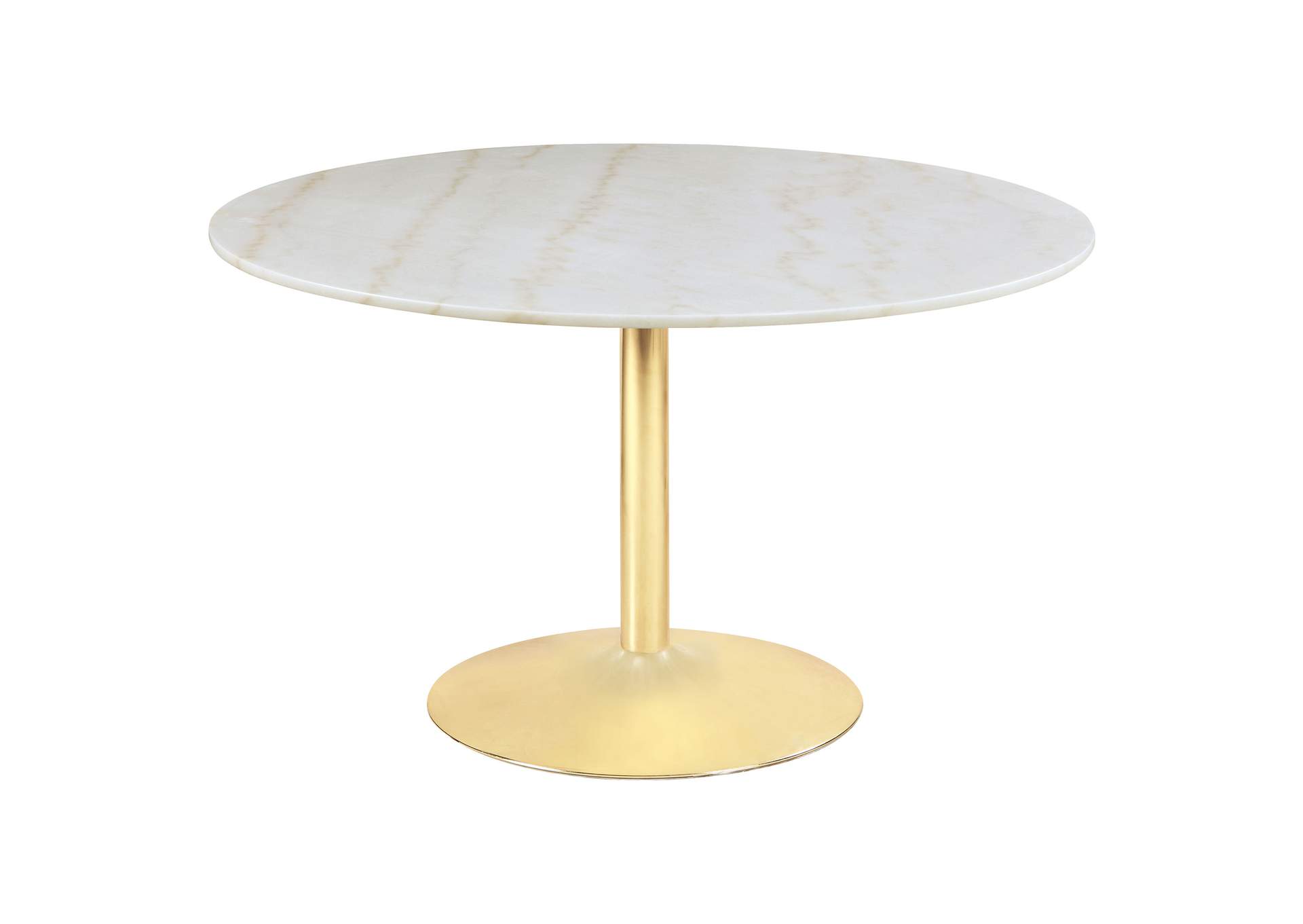 Kella Round Dining Table Natural Marble and Gold,Coaster Furniture