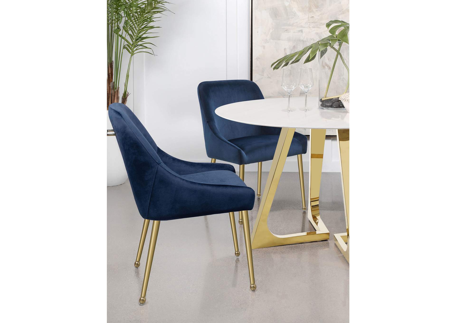 Mayette Side Chairs Dark Ink Blue (Set of 2),Coaster Furniture