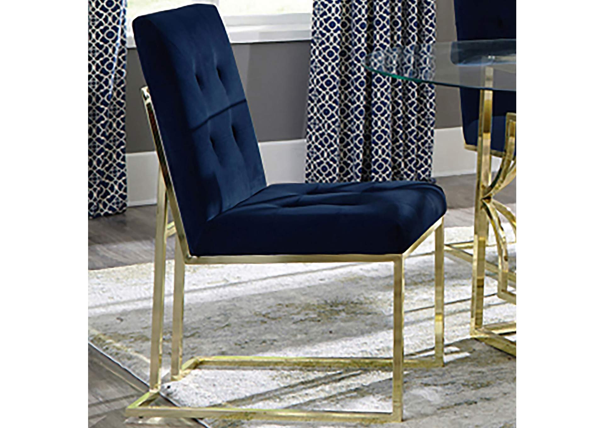 Cisco Tufted Back Side Chairs Ink Blue (Set of 2),Coaster Furniture