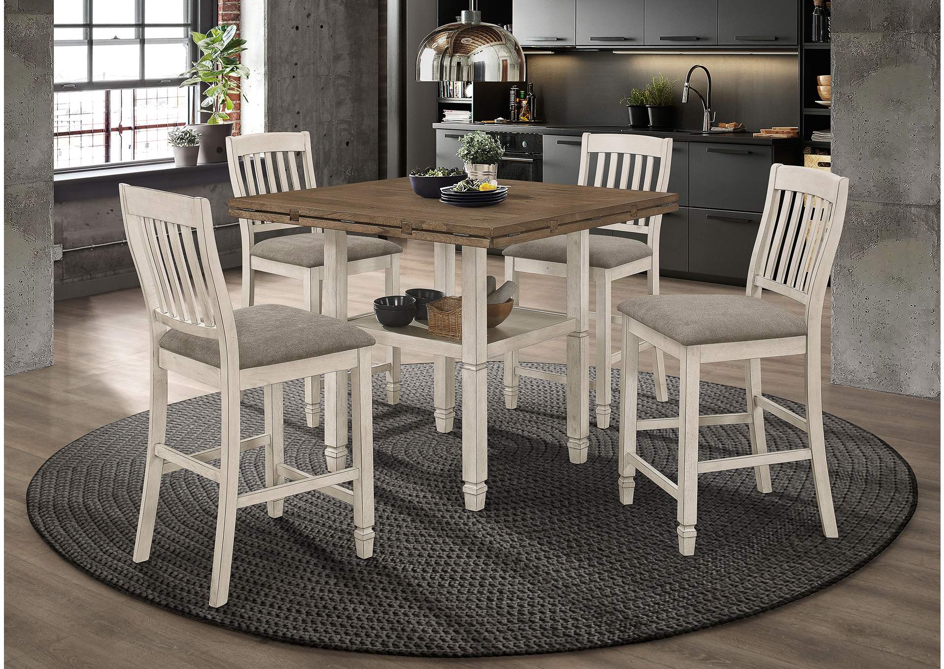 Sarasota 5-piece Round Counter Dining Set Nutmeg and Rustic Cream,Coaster Furniture