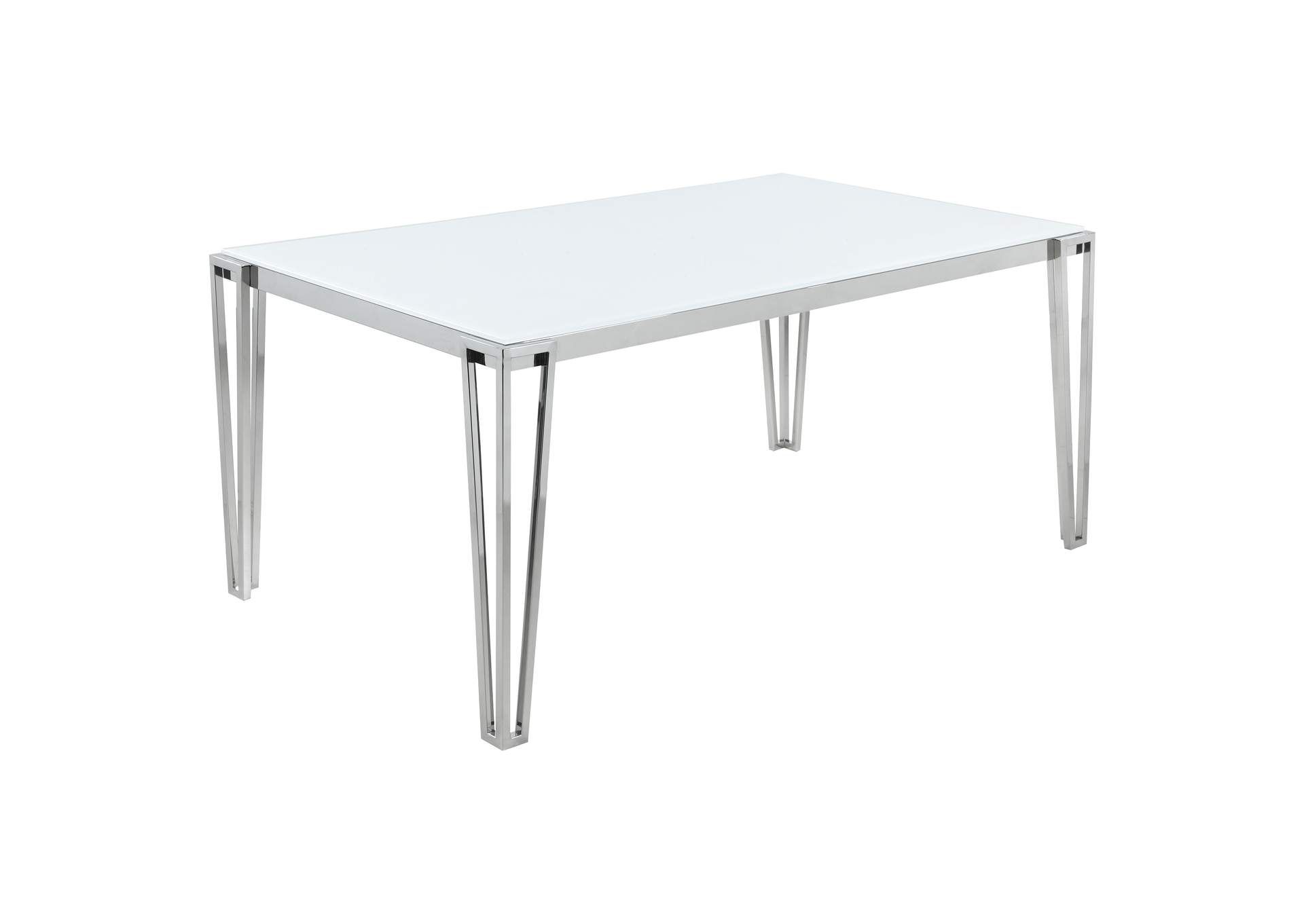 Pauline Rectangular Dining Table with Metal Leg White and Chrome,Coaster Furniture