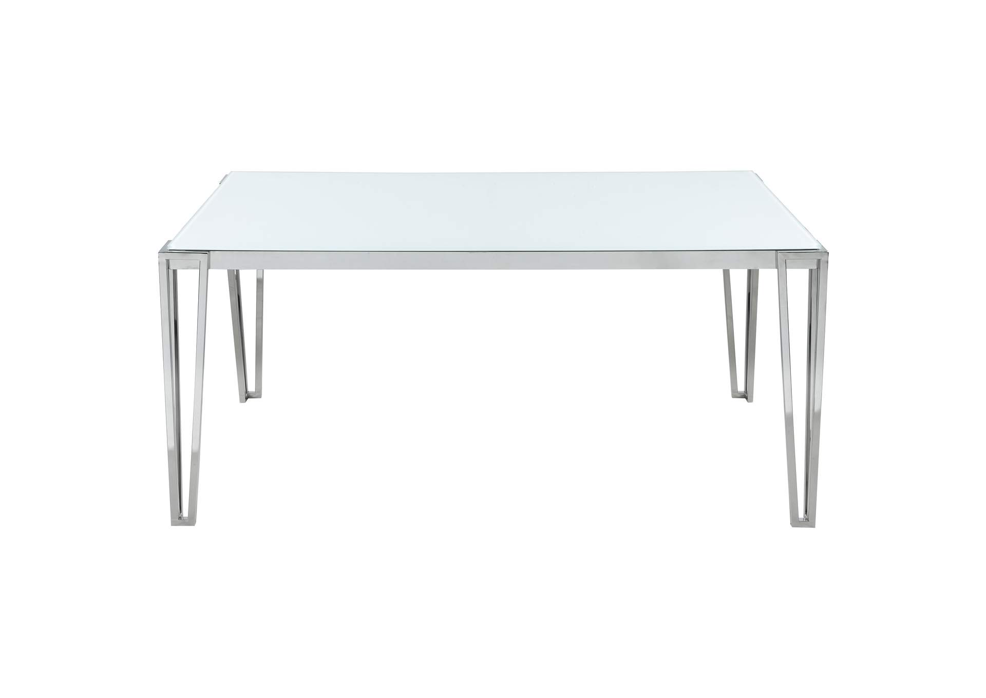 Pauline Rectangular Dining Table with Metal Leg White and Chrome,Coaster Furniture