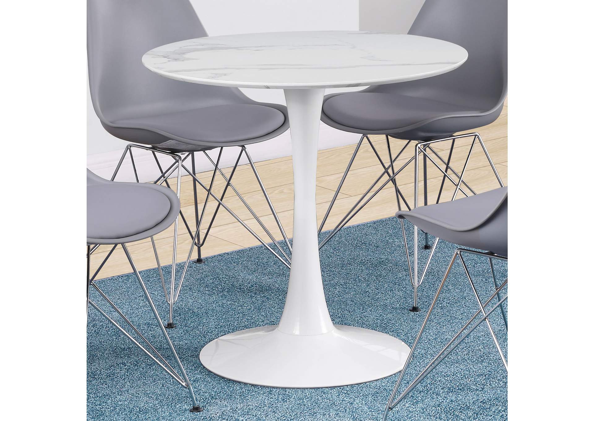 Arkell 30-inch Round Pedestal Dining Table White,Coaster Furniture