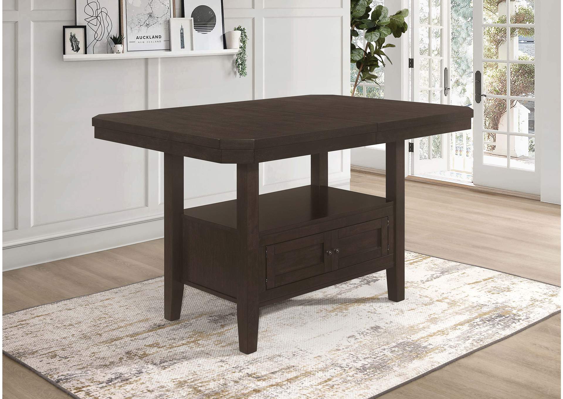 Prentiss Extendable Rectangular Counter Height Table with Butterfly Leaf Cappuccino,Coaster Furniture