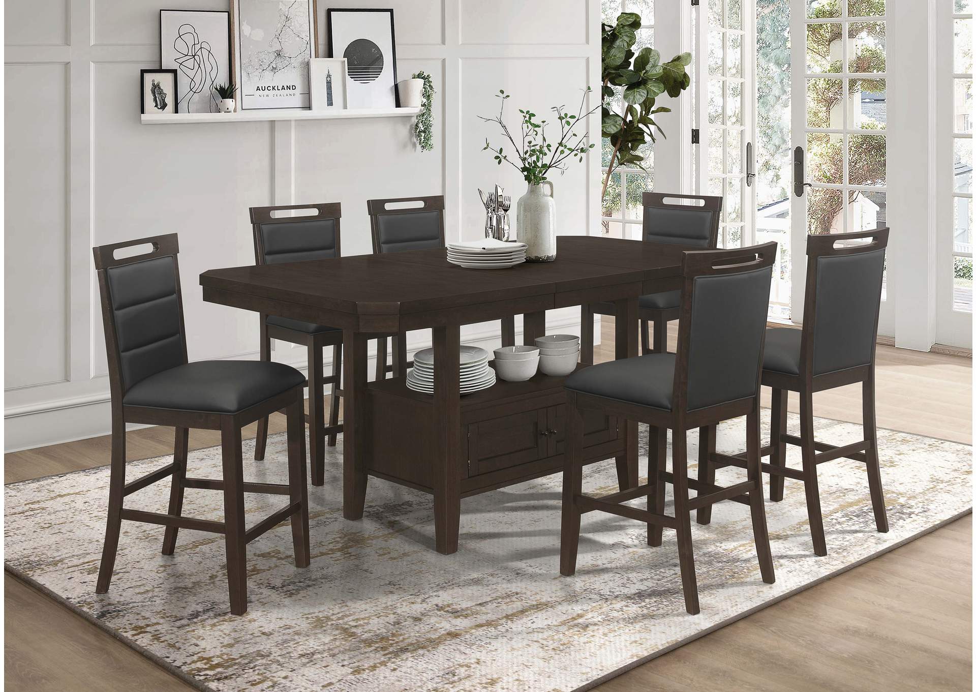 Prentiss Extendable Rectangular Counter Height Table with Butterfly Leaf Cappuccino,Coaster Furniture