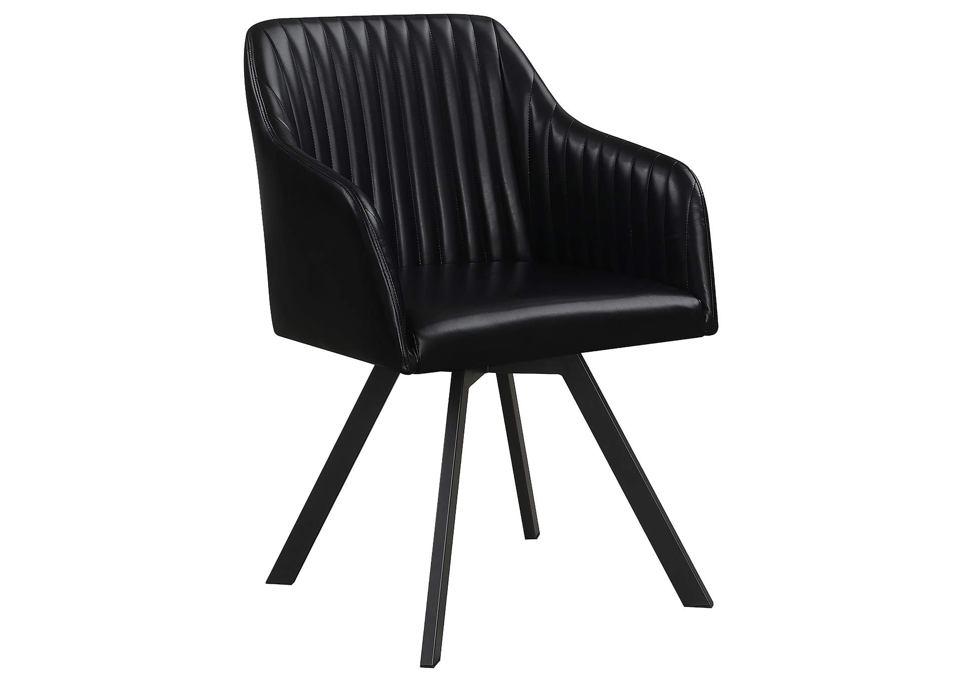 Tufted Sloped Arm Swivel Dining Chair Black and Gunmetal,Coaster Furniture