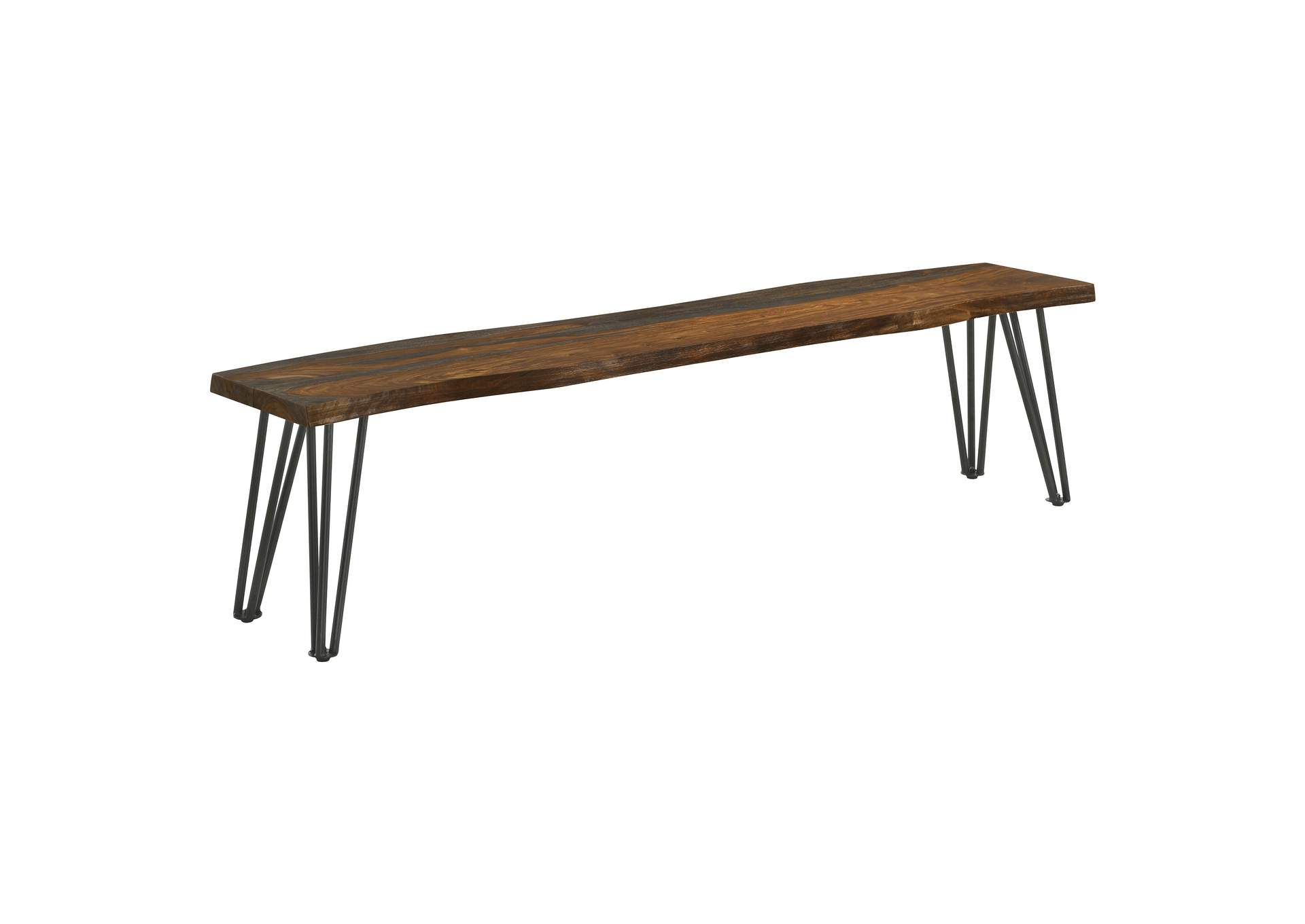 Neve Live-edge Dining Bench with Hairpin Legs Sheesham Grey and Gunmetal,Coaster Furniture