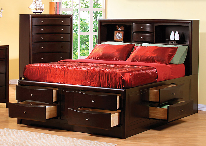 Phoenix Cappuccino Queen Storage Bed,ABF Coaster Furniture