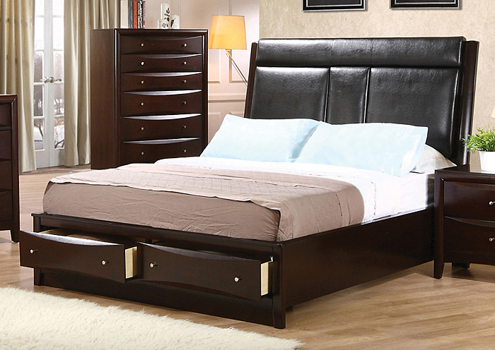 Phoenix Black & Cappuccino California King Bed,ABF Coaster Furniture
