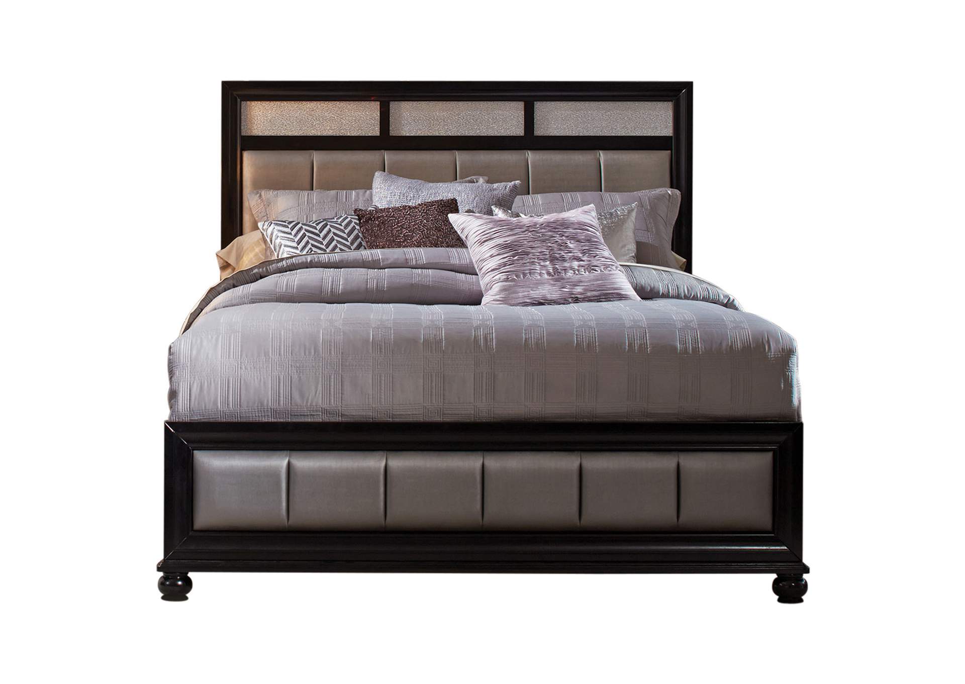 Barzini Queen Upholstered Bed Black and Grey,Coaster Furniture