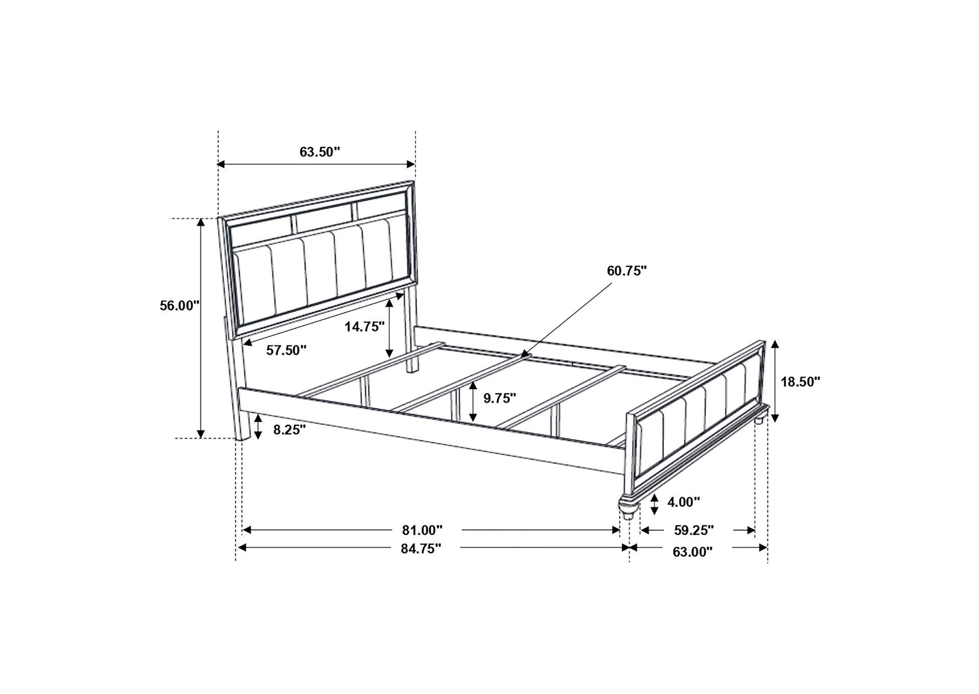 Barzini Queen Upholstered Bed Black and Grey,Coaster Furniture