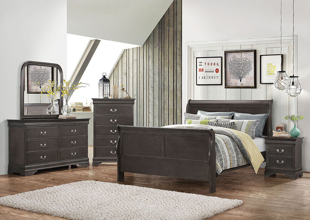 Dark Grey Twin Bed w/Dresser and Mirror,ABF Coaster Furniture