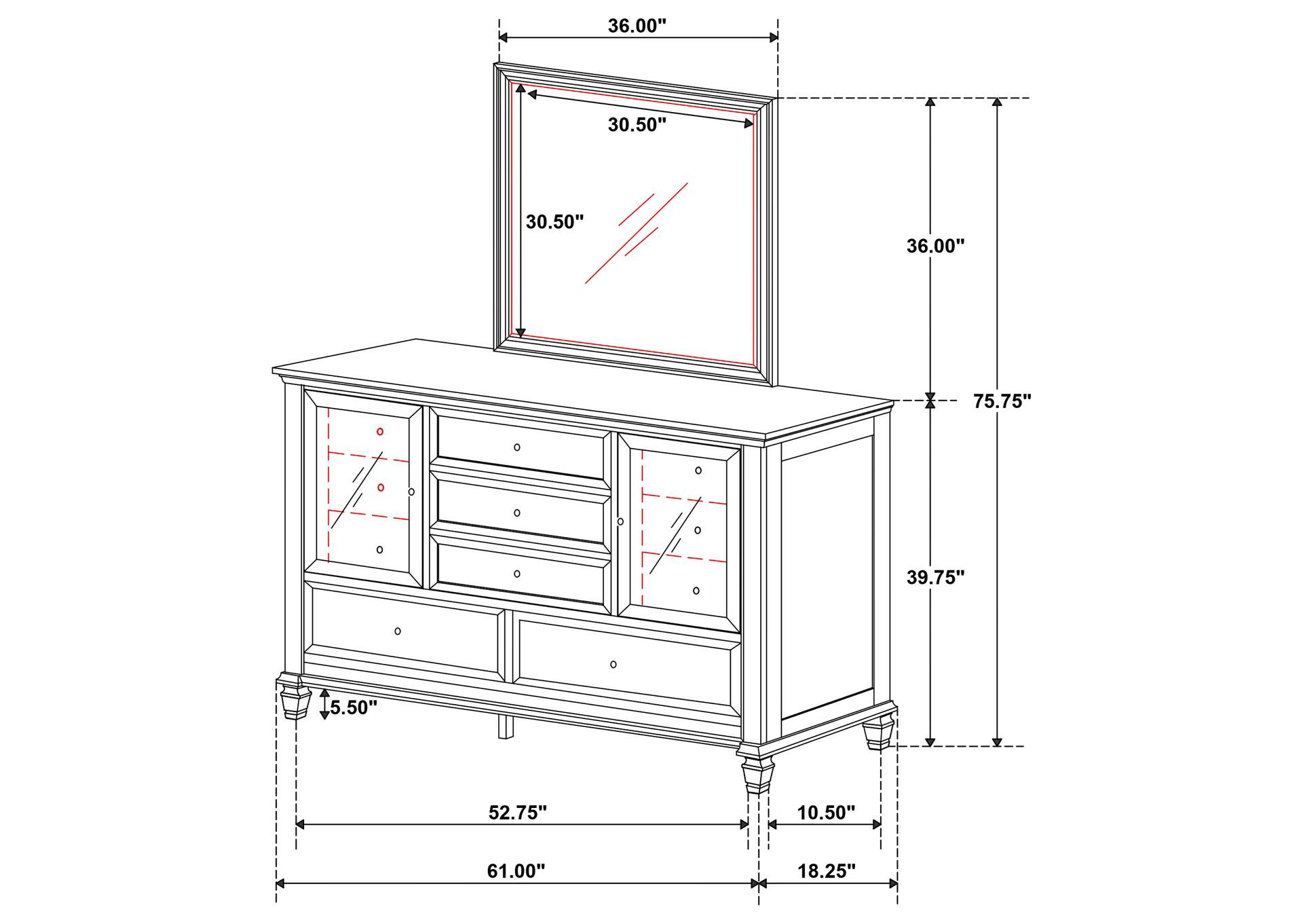 DRESSER WITH MIRROR,Coaster Furniture