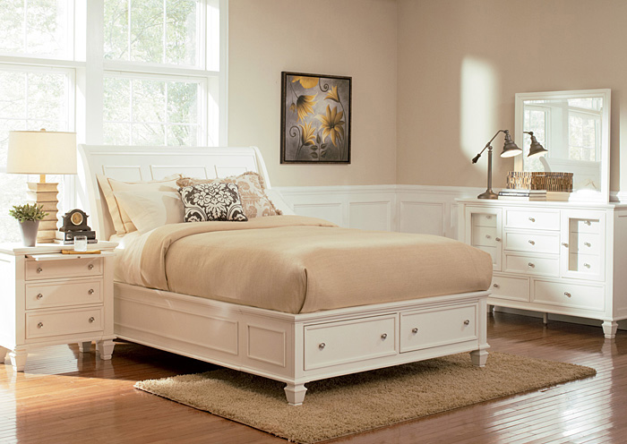 Sandy Beach White California King Bed w/Dresser and Mirror,ABF Coaster Furniture
