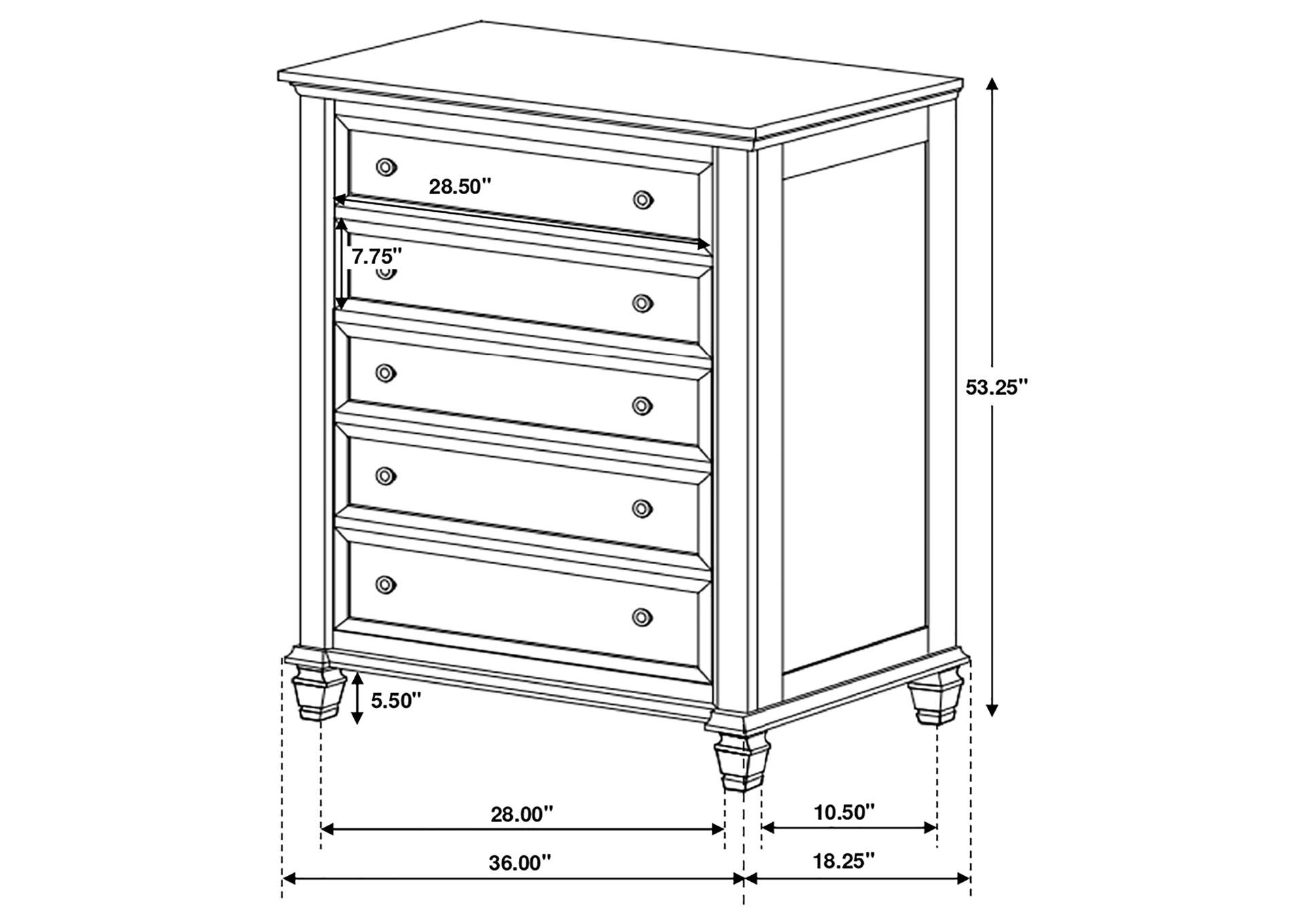 Sandy Beach 5-drawer Chest Black,Coaster Furniture