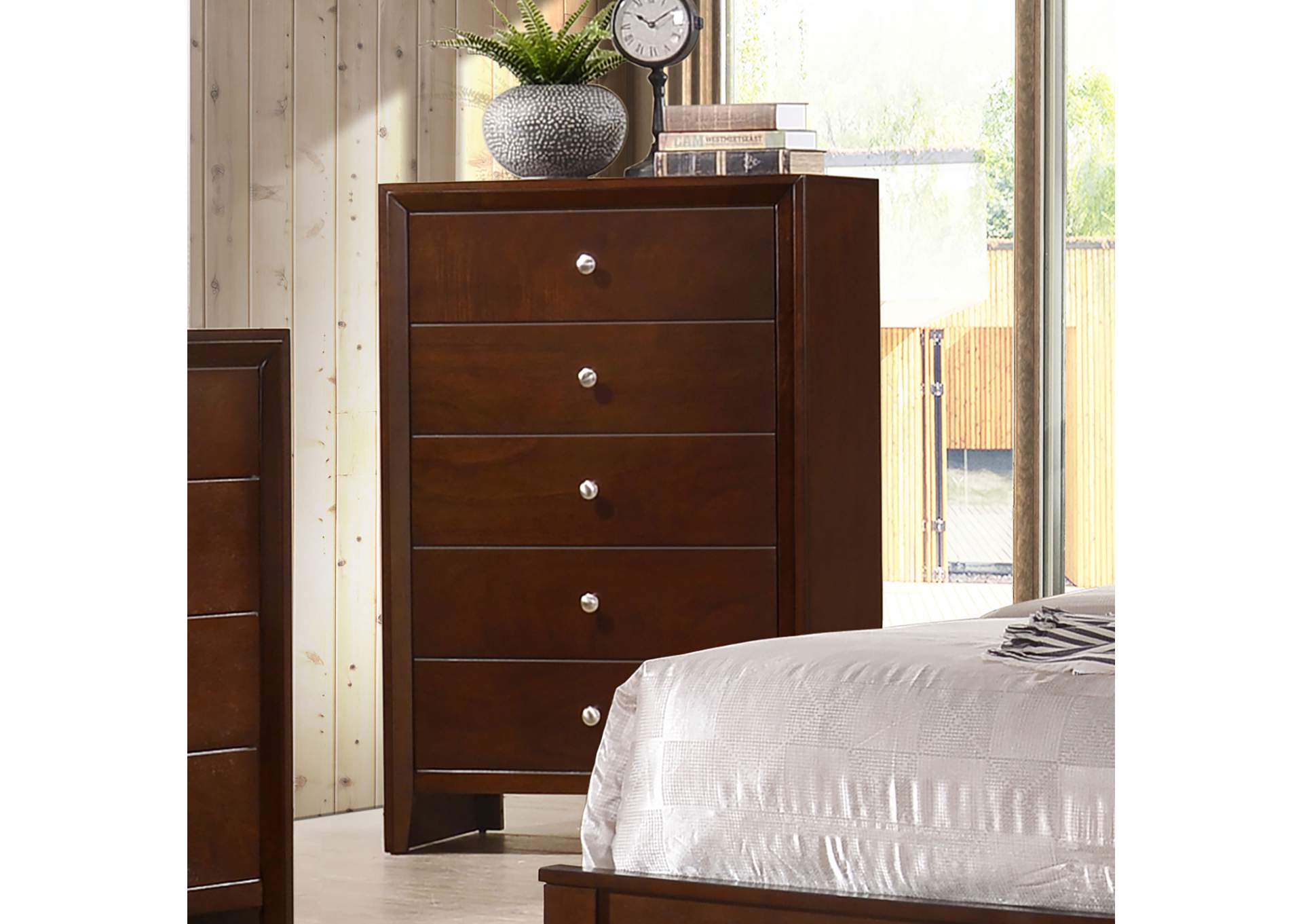 Serenity Rectangular 5-drawer Chest Rich Merlot,Coaster Furniture