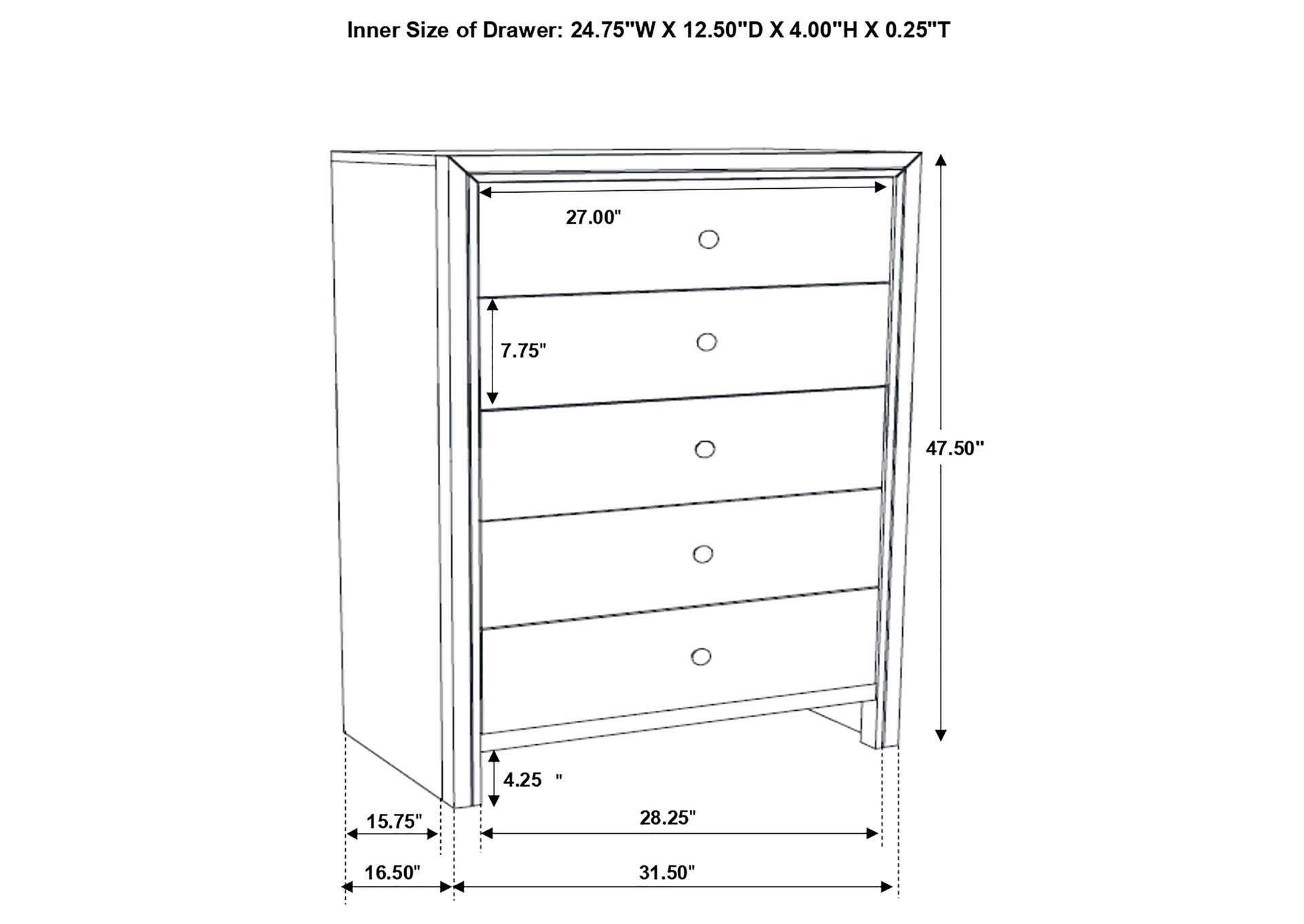 Serenity Rectangular 5-drawer Chest Rich Merlot,Coaster Furniture