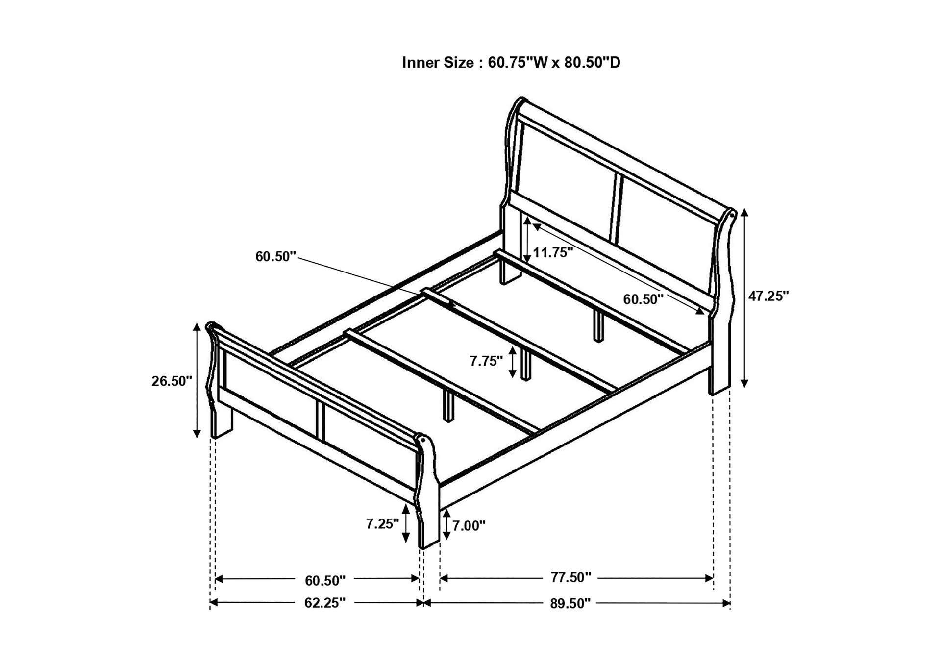 Louis Philippe Queen Panel Sleigh Bed Cappuccino,Coaster Furniture