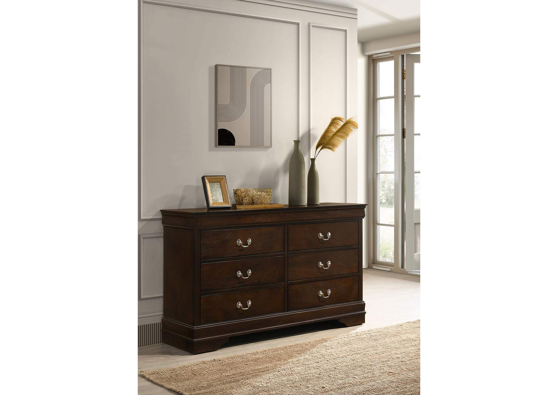 Louis Philippe 6-drawer Dresser Cappuccino,Coaster Furniture