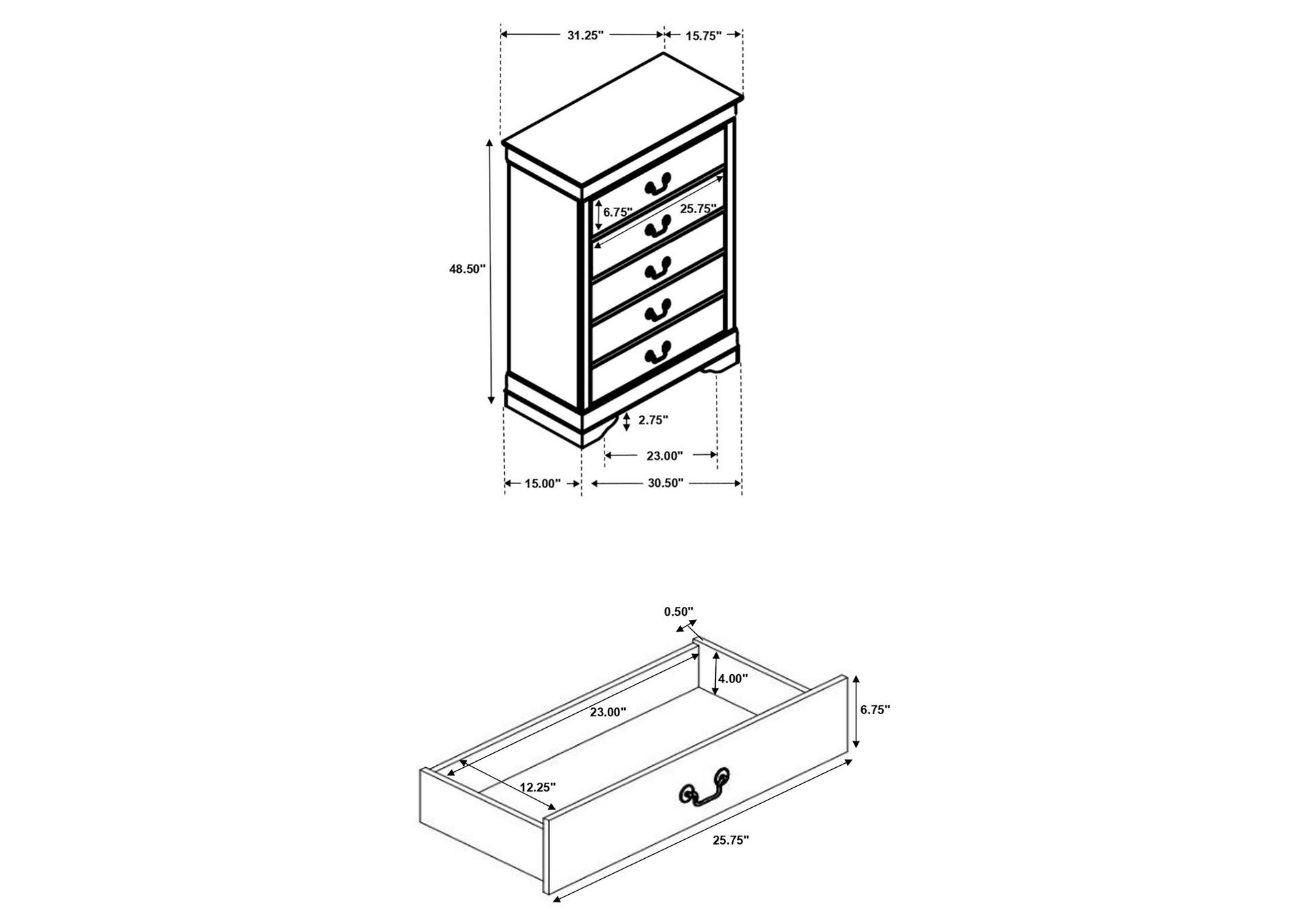 Louis Philippe 5-drawer Chest with Silver Bails Cappuccino,Coaster Furniture