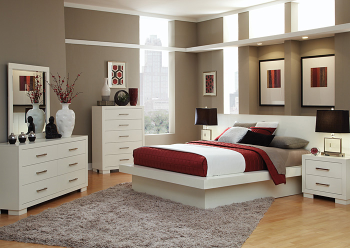 Jessica White Queen Bed w/Dresser & Mirror,Coaster Furniture