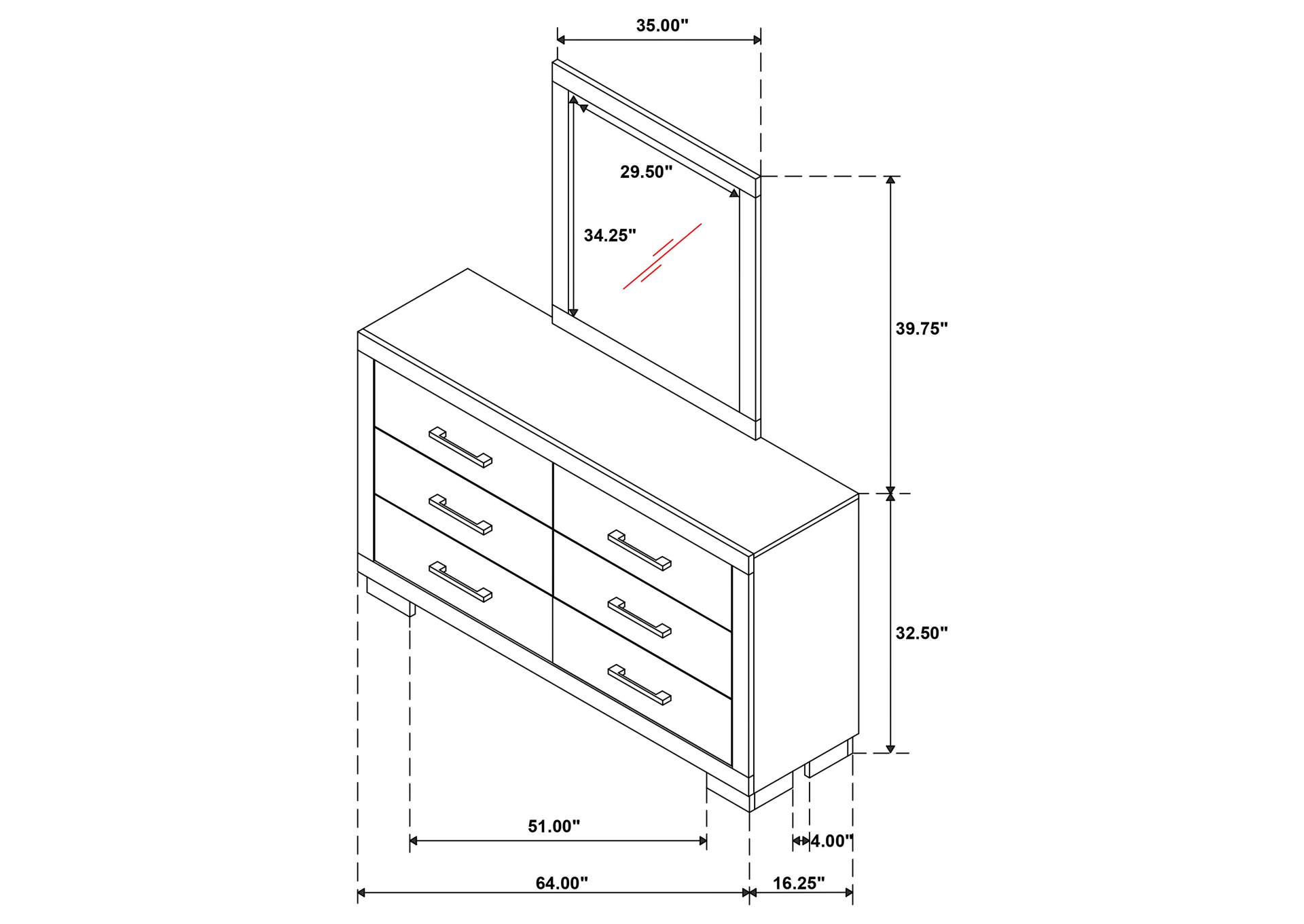 DRESSER WITH MIRROR,Coaster Furniture