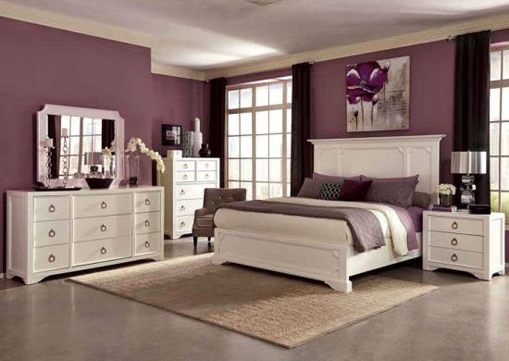 White Eastern King Bed w/Dresser and Mirror,ABF Coaster Furniture
