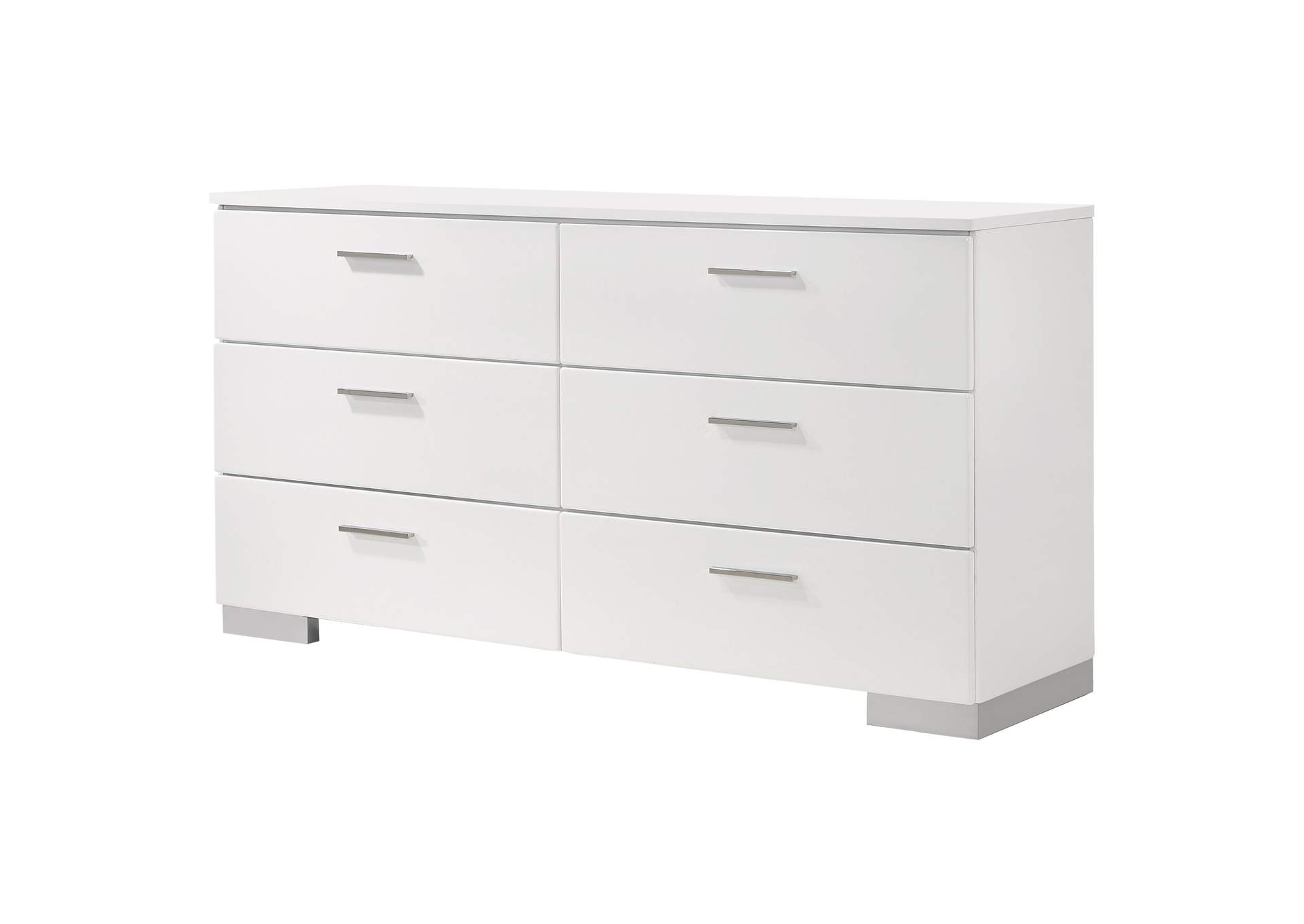 Felicity 6-drawer Dresser Glossy White,Coaster Furniture