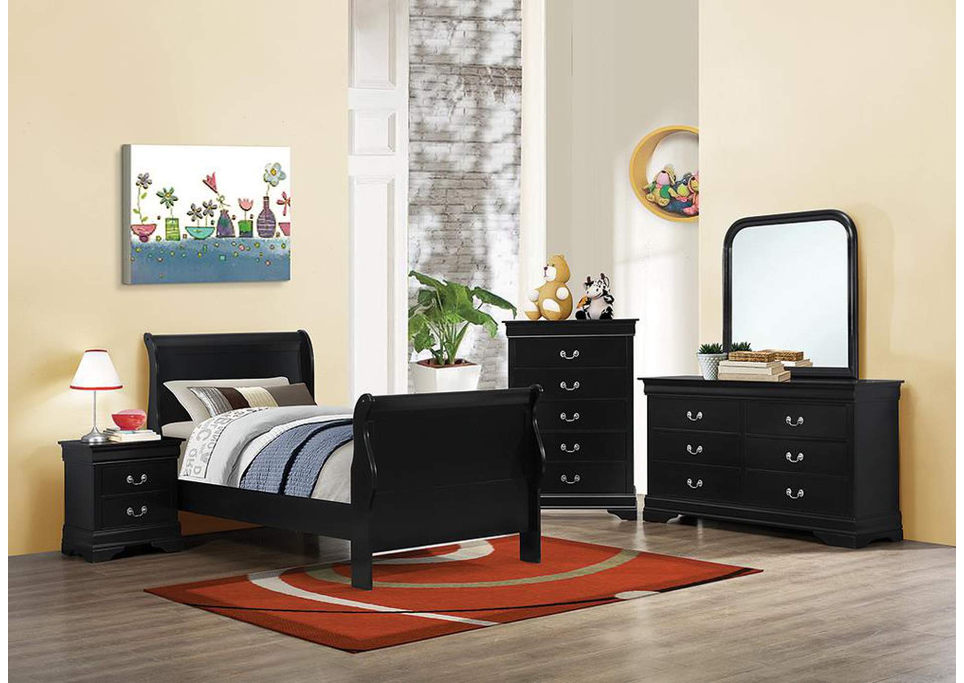 Louis Philippe Black Twin Bed,ABF Coaster Furniture