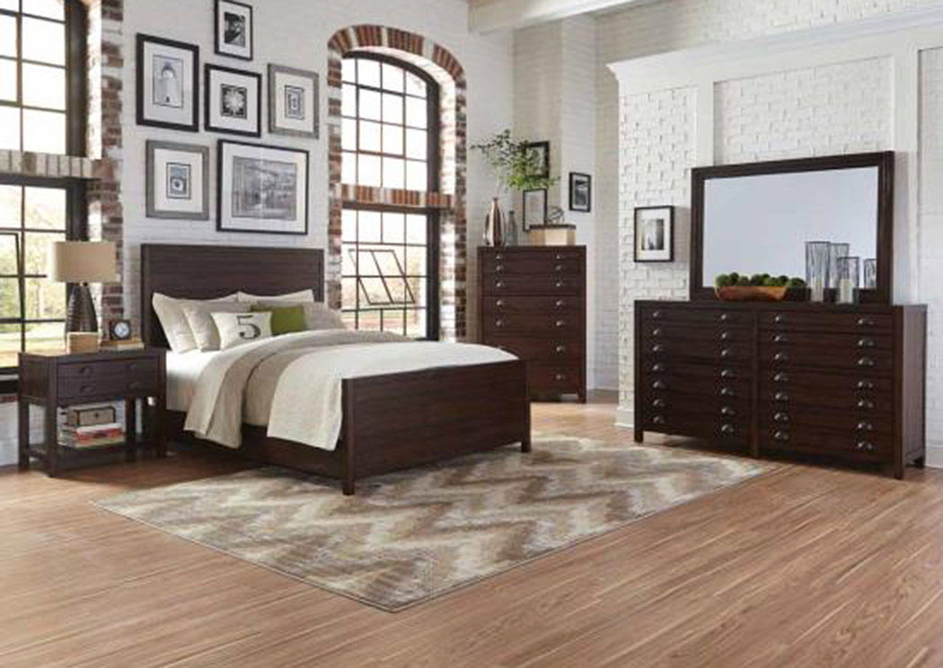 Acacia/Cocoa Medium Queen Bed w/Dresser and Mirror,ABF Coaster Furniture