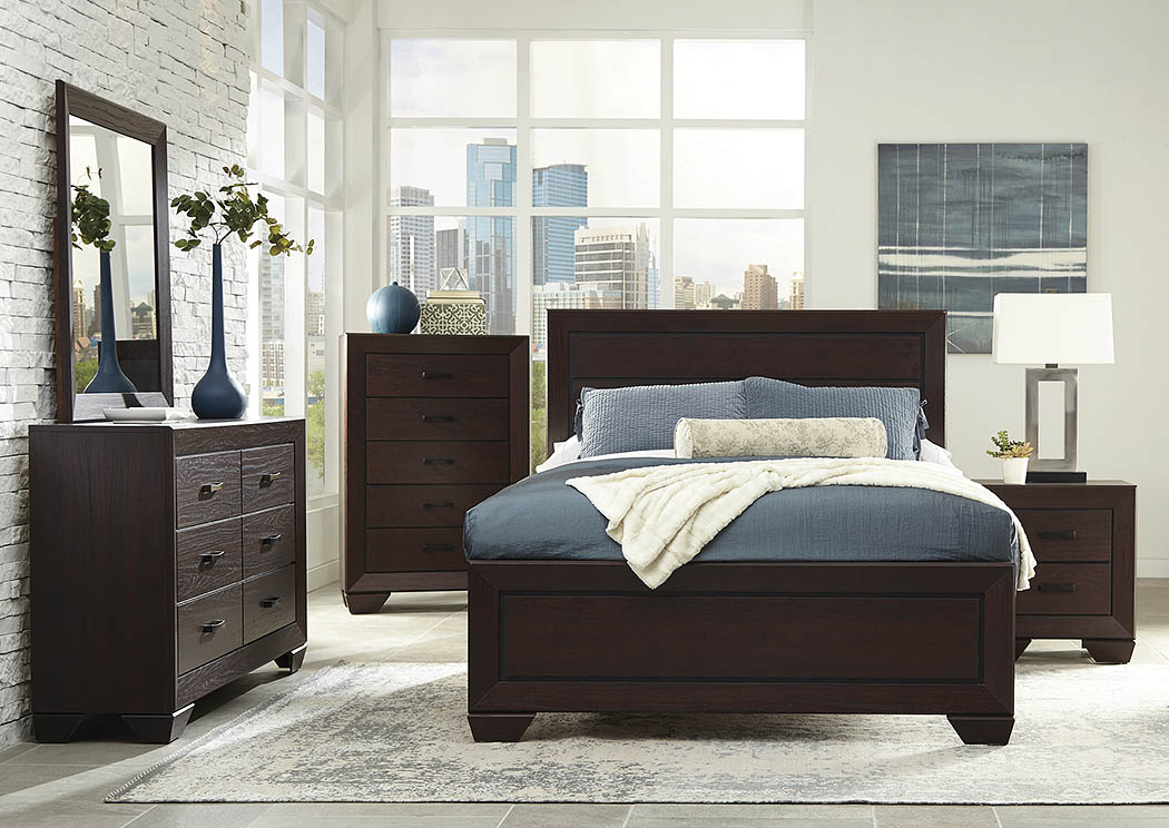 Dark Cocoa Queen Panel Bed w/Dresser & Mirror,Coaster Furniture