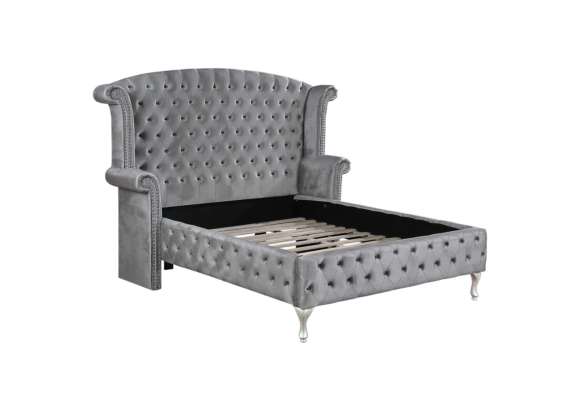 Deanna Eastern King Tufted Upholstered Bed Grey,Coaster Furniture