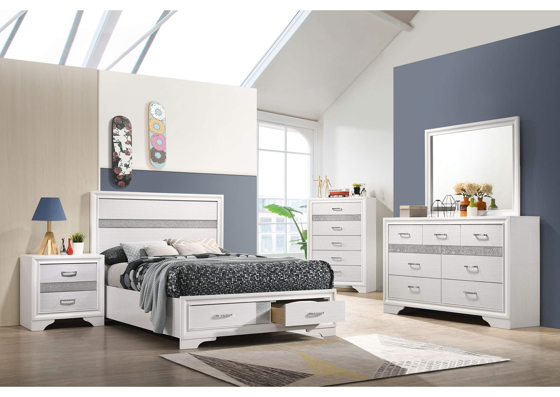 Miranda 5-piece Full Storage Bedroom Set White,Coaster Furniture