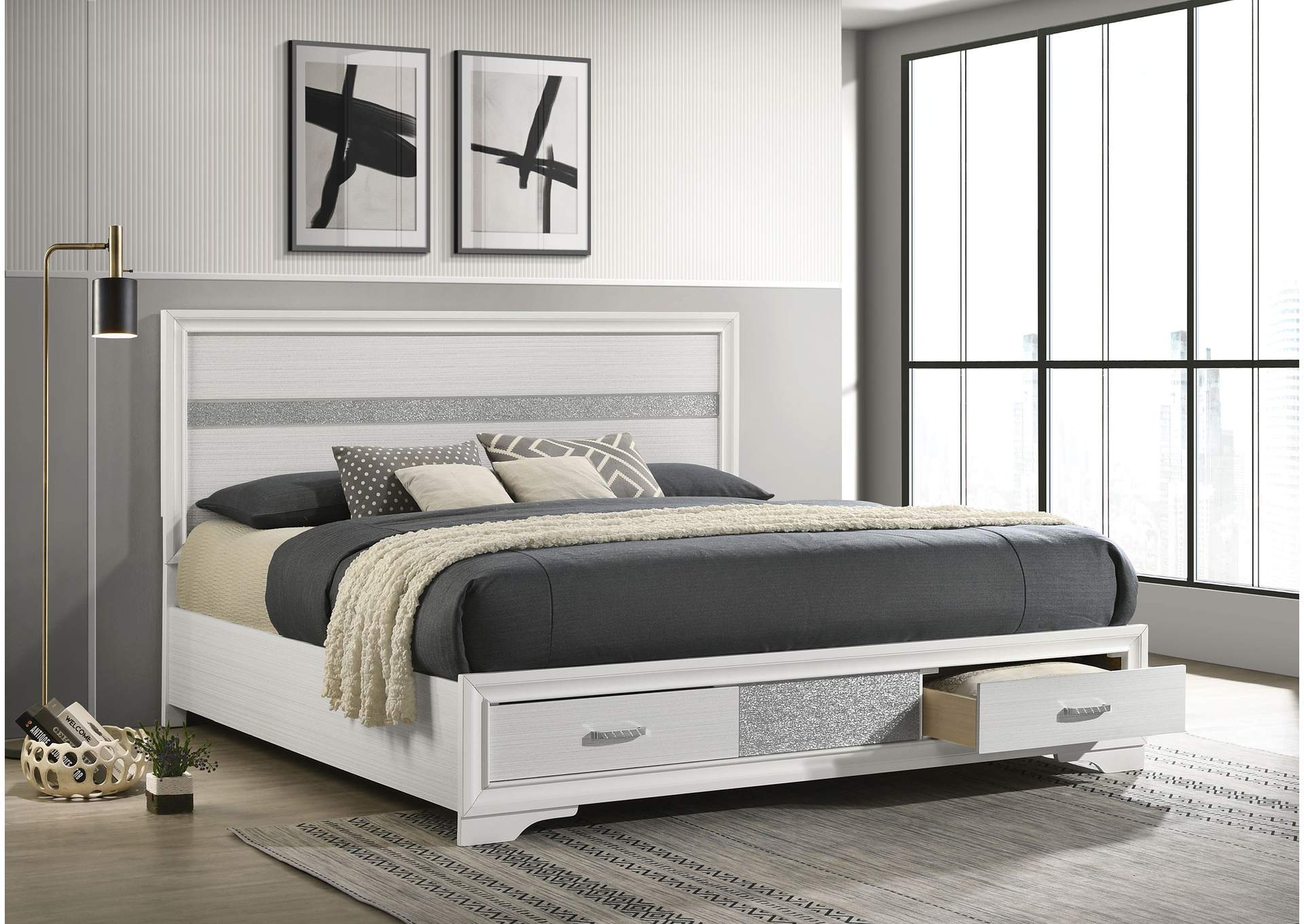 Miranda Eastern King 2-drawer Storage Bed White,Coaster Furniture