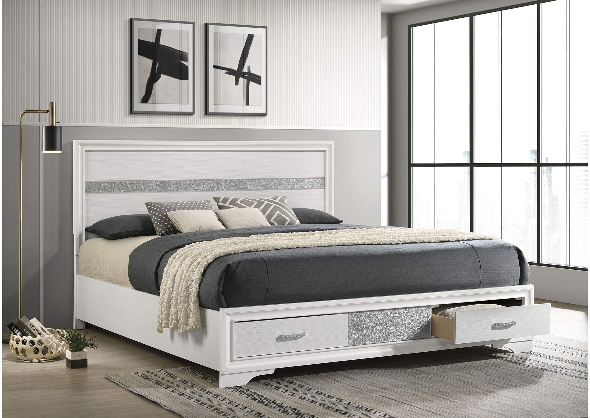 Miranda California King 2-drawer Storage Bed White,Coaster Furniture